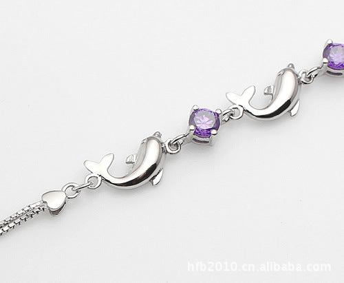 925 Sterling Silver Dolphin Bracelet close photo