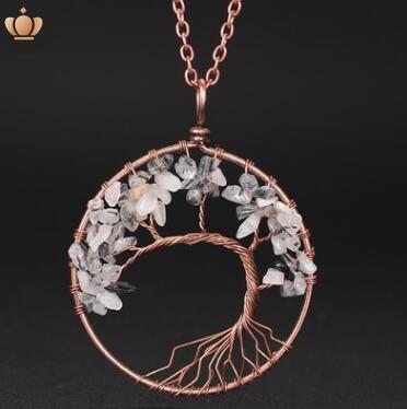 Grey Pendant of Tree of Life Nature Necklace