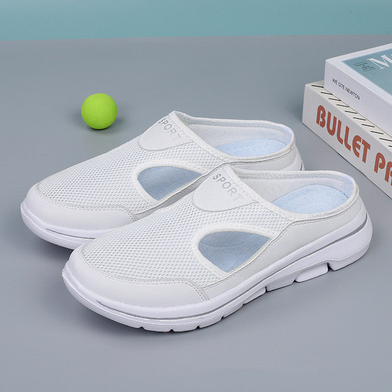 White colored Mesh Shoes Summer Sports Slippers for Women Men