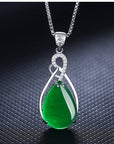 925 Silver Green Stone Necklace for Female