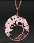 Light Pink Pendant of Tree of Life Nature Necklace