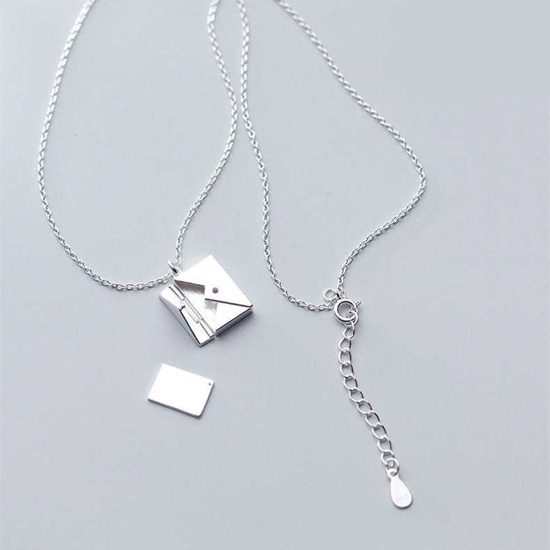 Silver colored Love Letter Envelope Necklace for Women