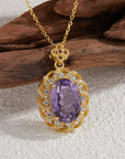 Pendant of Sterling Silver Inlaid Amethyst Drop Necklace