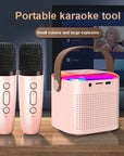 Microphone Karaoke Machine Bluetooth Speaker With 2 Wireless Mic RGB Light Home Family Singing Speaker