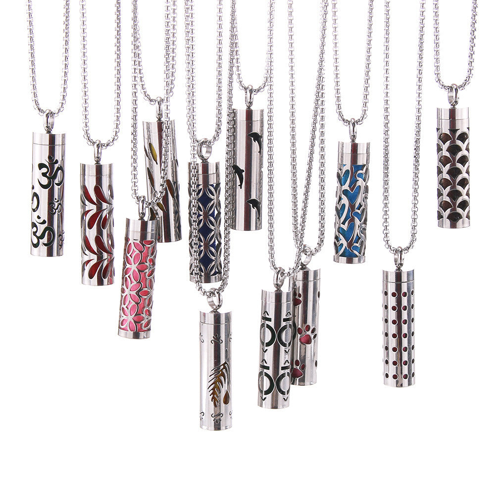 Twelve Cylinder Pendant Necklaces hanging image