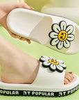 girl wearing white colored Summer Flower Anti-Slip Home Slippers for Women