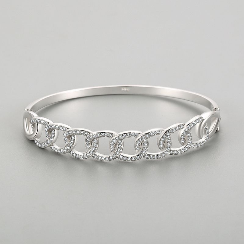 S925 Silver Twist Chain Bracelet for Women in gray background