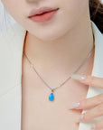 Girl wearing S925 Sterling Silver Drop Necklace