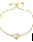 18K Gold Zircon Bracelets - love pendant