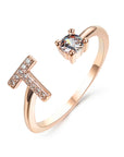 New Design Adjustable 26 Initial Letter Ring Fashion Jewelry For Women Simple Elegant Jewelry