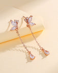 S925 Butterfly Zircon Tassel Earrings Women's Niche Exquisite Long Earrings Jewelry