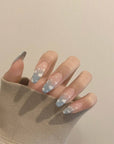 Girl showing 24 PCS Extra Long Full Cover False Nails