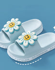 Blue colored Summer Flower Anti-Slip Home Slippers for Women