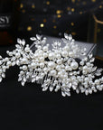 Bridal Handmade Silver Hair Comb Pearl Rhinestone Hair Accessories