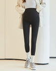 Fleece-lined High-waist Belly Supporting Pants Casual Thick Autumn And Winter New Shark Maternity Pants