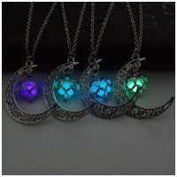 Four different colored Glowing Silver Plated Necklaces