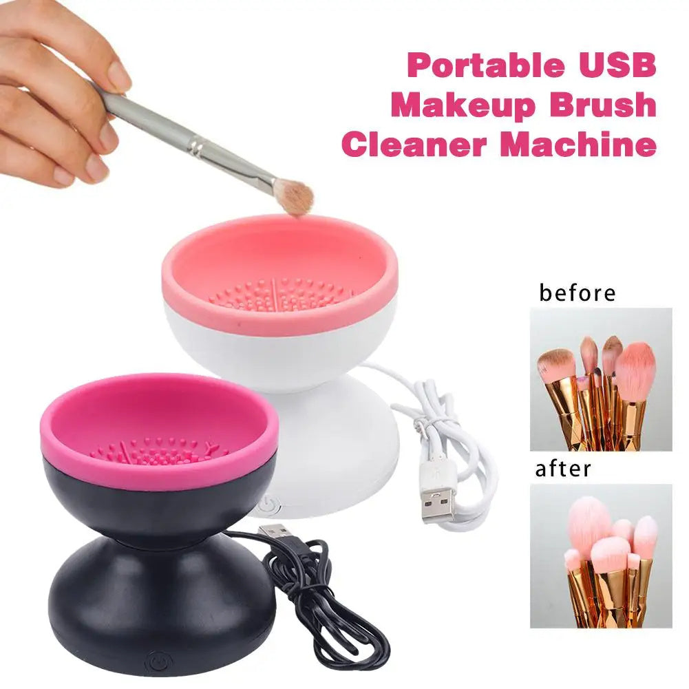 Portable Automatic Electric Makeup Brush Cleaner Machine Before after images