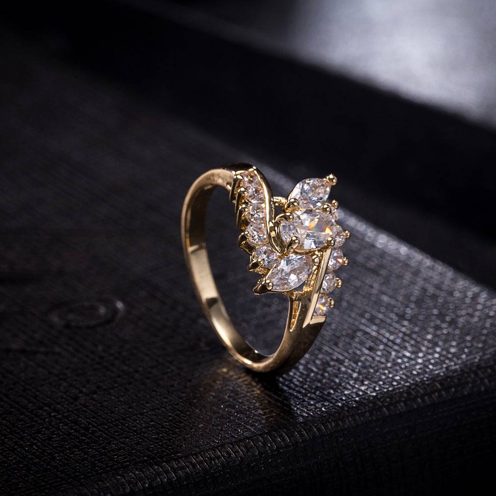 8k real gold plated white gold zircon crystal ring