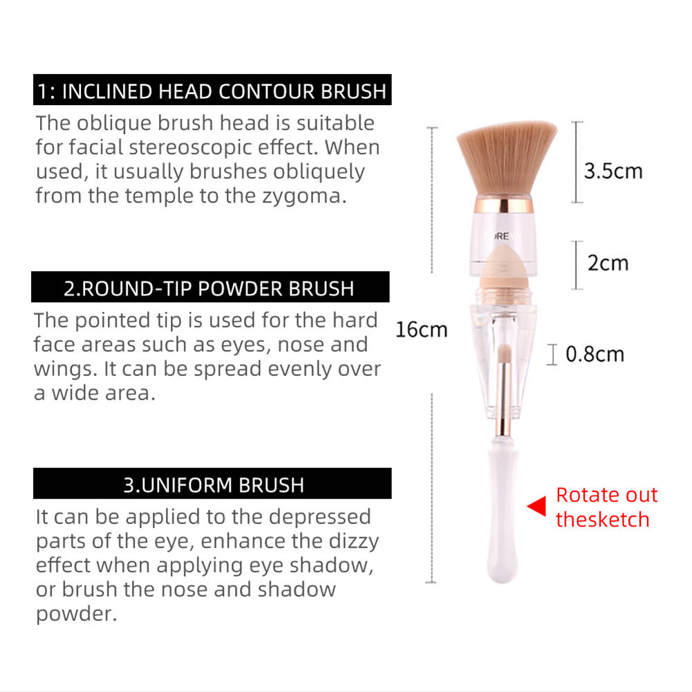 3 in 1 Synthetic Makeup Brush for Beauty - Head Contour Brush