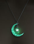 Green Colored Glowing Silver Plated Necklace for Women