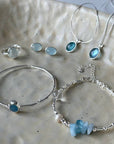 Aquamarine Silver Combination Women's Inlaid Natural Stone Series All-match Silver Necklace Bracelet