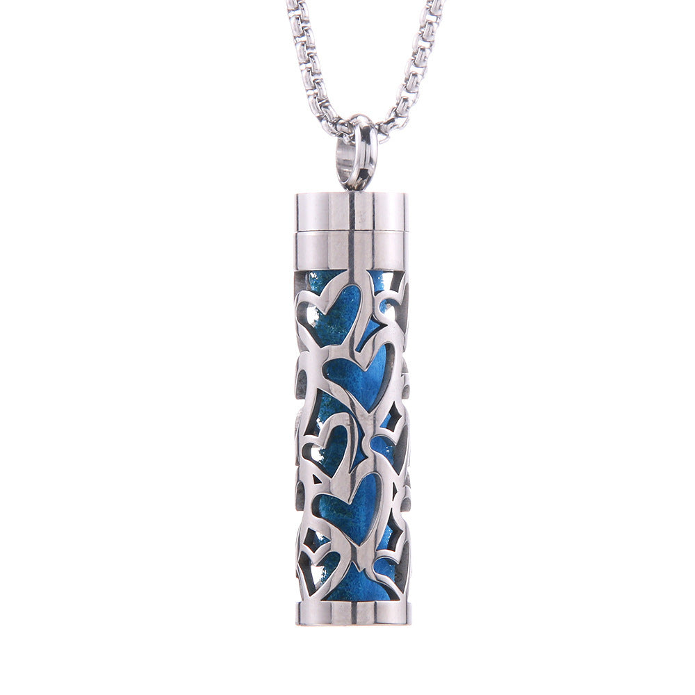 Blue Cylinder Pendant Necklace for Women