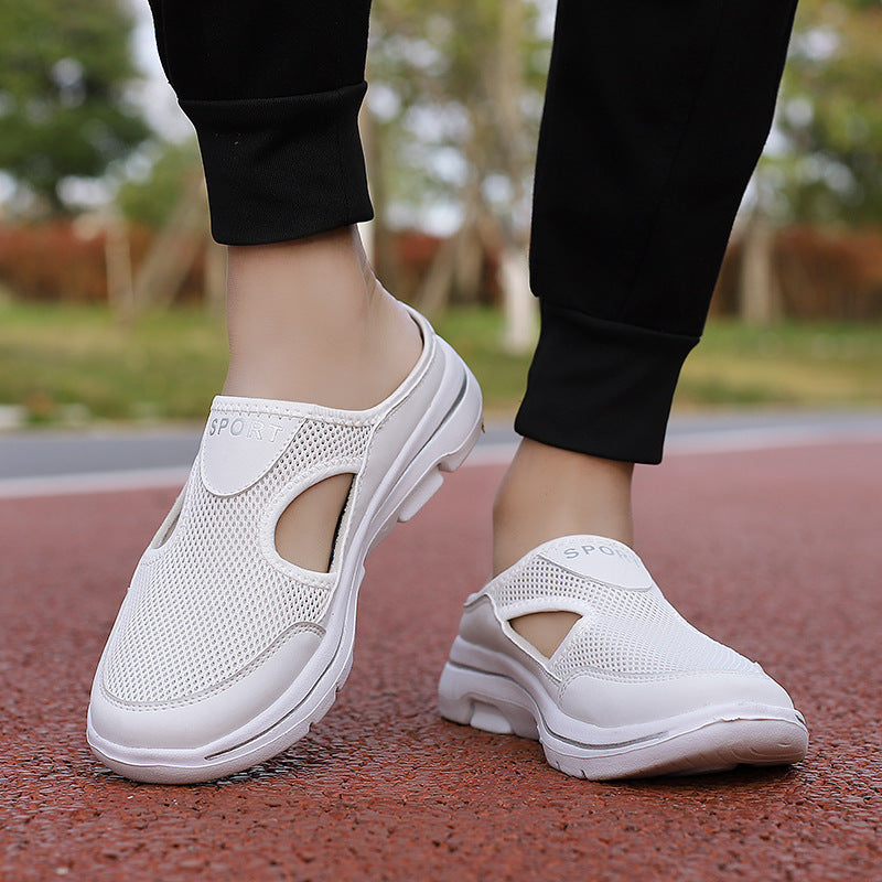 Girl walking wearing Mesh Shoes Summer Sports Slippers