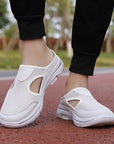 Girl walking wearing Mesh Shoes Summer Sports Slippers