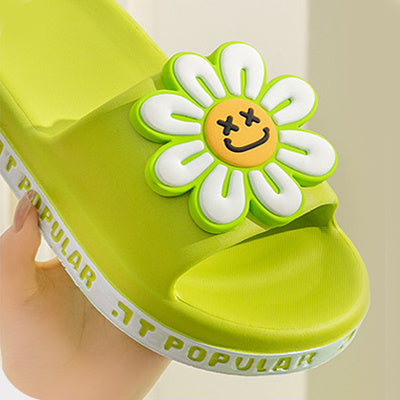 Green colored Summer Flower Anti-Slip Home Slippers for Women