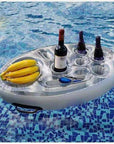 PVC Inflatable Drink Holder Cup Seat Porous Coaster Fruit Wine Mobile Phone Water Inflatable Ice Bed Swimming Pool Dinner Plate