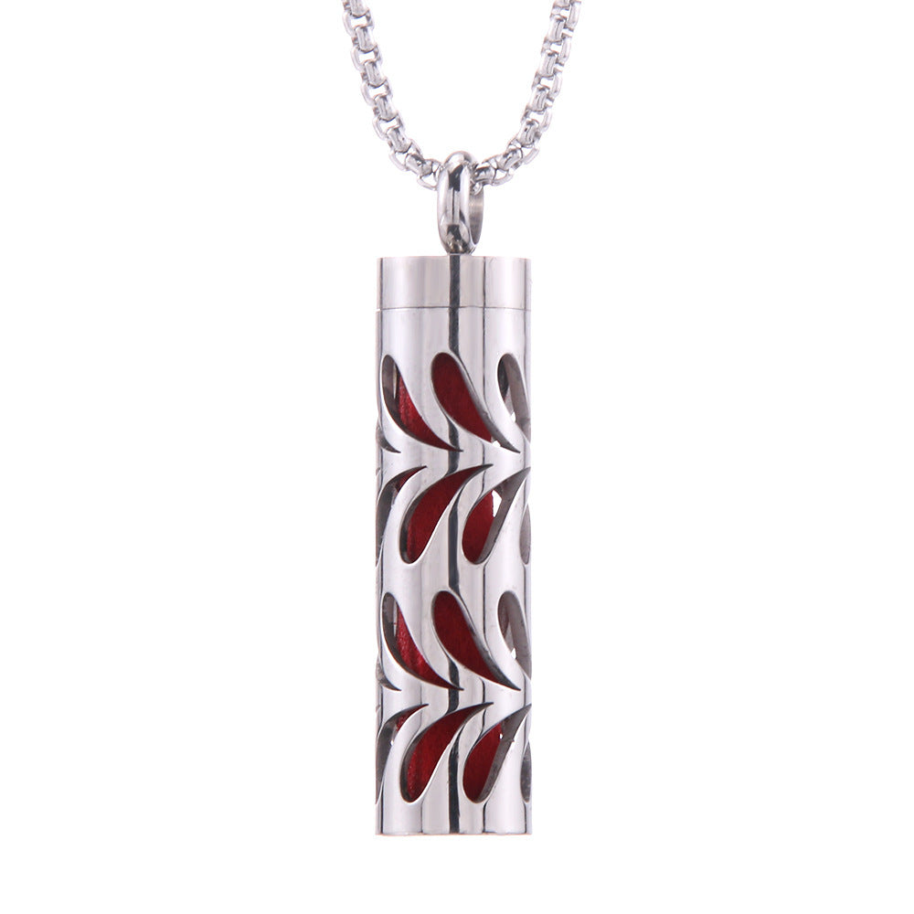 Leaf Cylinder Pendant Necklace for Women