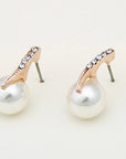 Bride Rhinestone Pearl Earrings Necklace Set Banquet Dress Jewelry