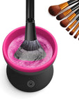 Portable Automatic Electric Makeup Brush Cleaner Machine Pink and black variation