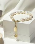 Natural Zircon Pearl Bracelet over a box