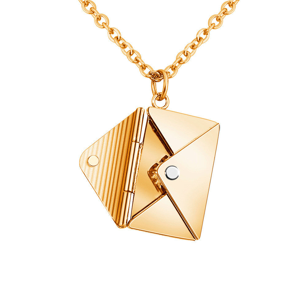 Gold opened Love Letter Envelope Necklace for Women