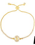 18K Gold Zircon Bracelets - oval pendant