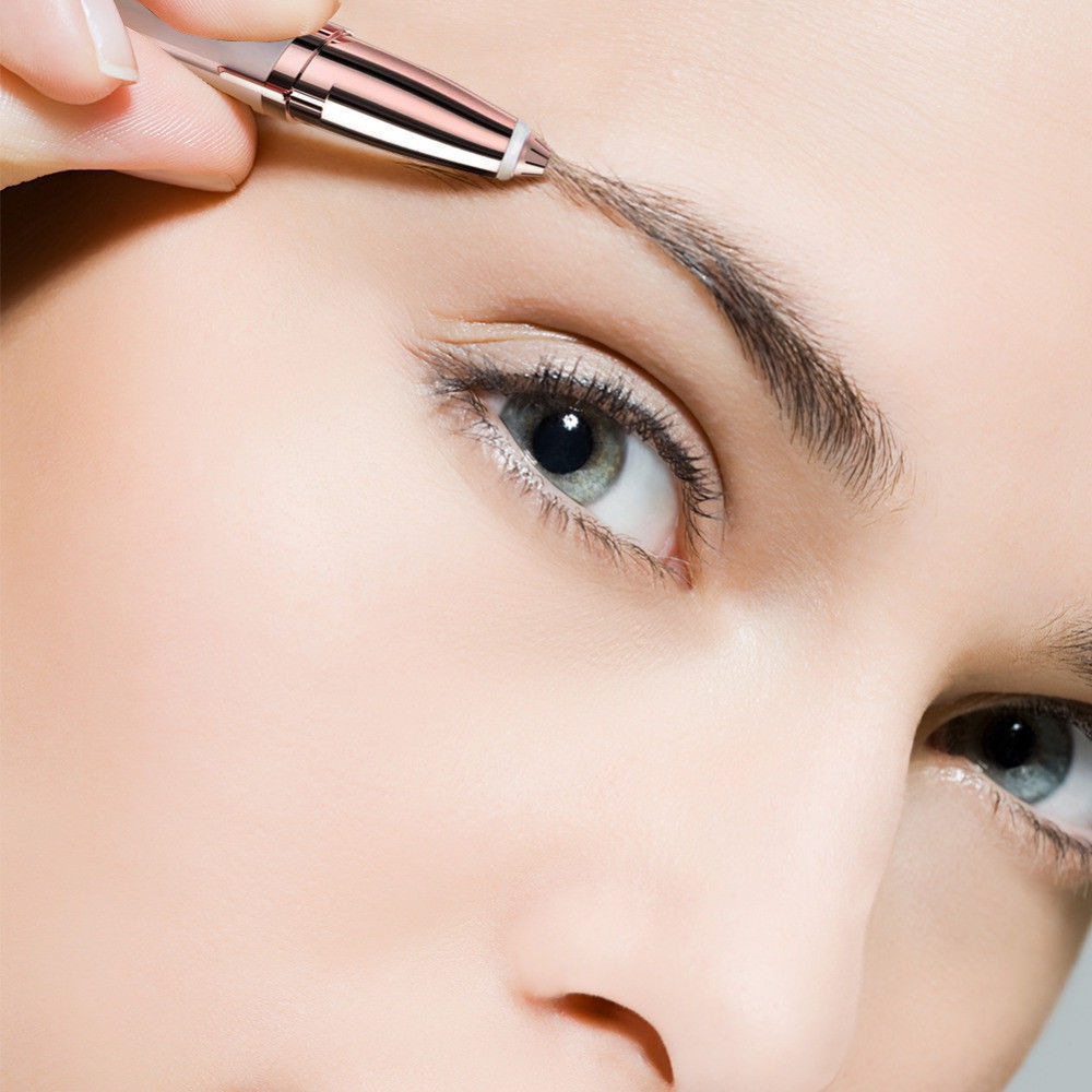 Girl using Flawlessly Brows Electric Eyebrow Remover