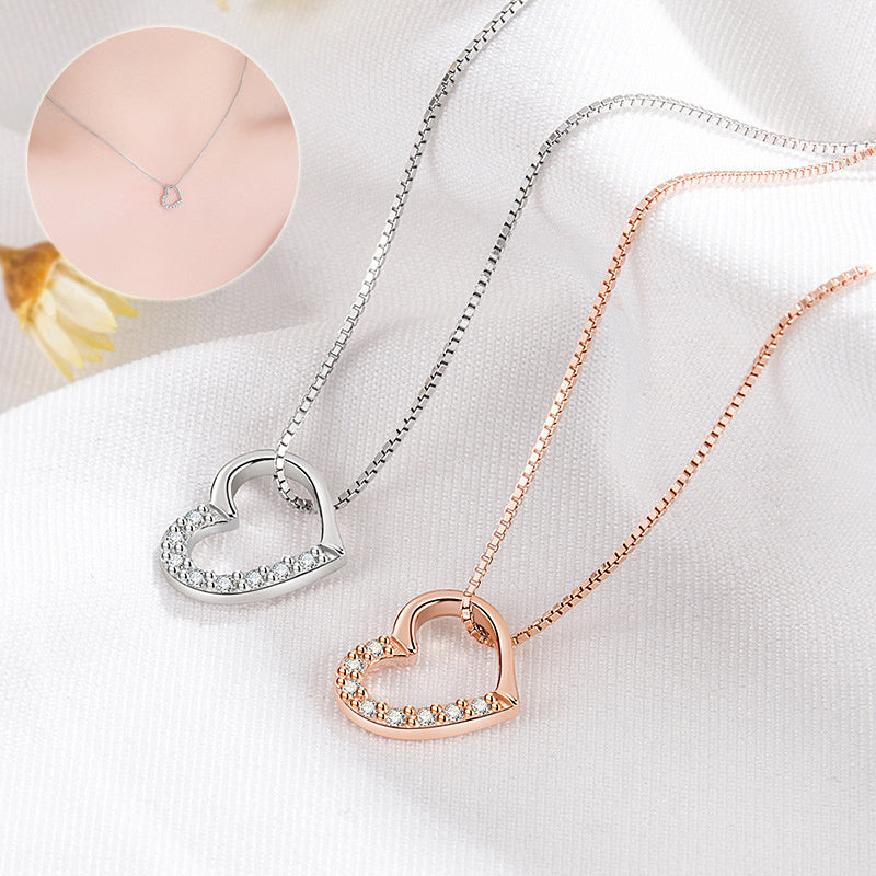 Two Sterling Silver Love Heart Necklaces for Women