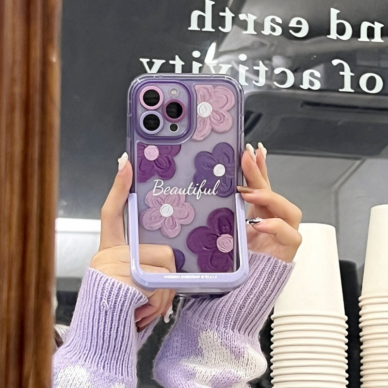 Cute Oil Painting Flower Invisible Bracket Phone Case