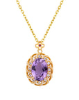 Stylish Sterling Silver Inlaid Amethyst Drop Necklace for Women