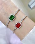 Two S925 Sterling Silver Emerald Bracelets on girl's hand