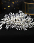 Bridal Handmade Silver Hair Comb Pearl Rhinestone Hair Accessories