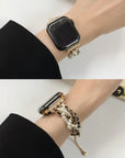 Fashion Casual Classic Style Leather Fabric Pearl Chain