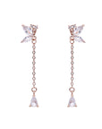 S925 Butterfly Zircon Tassel Earrings Women's Niche Exquisite Long Earrings Jewelry