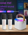 Microphone Karaoke Machine Bluetooth Speaker With 2 Wireless Mic RGB Light Home Family Singing Speaker