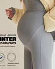 Fleece-lined High-waist Belly Supporting Pants Casual Thick Autumn And Winter New Shark Maternity Pants