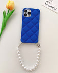 Skin Feeling Diamond  Style Applicable To IP14 Phone Case Pearl Chain