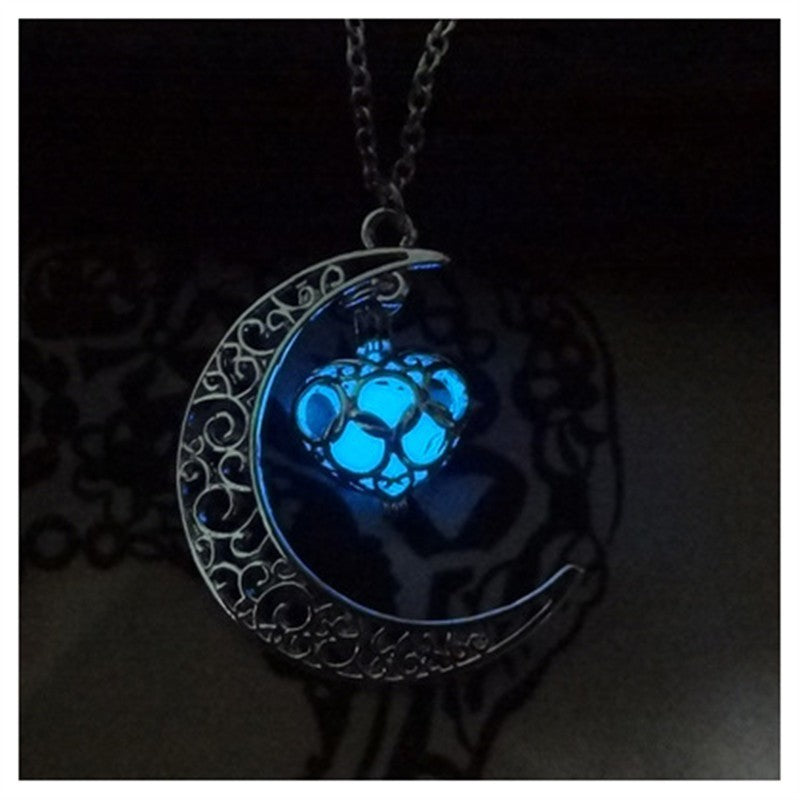 Blue colored Glowing Silver Plated Necklace 