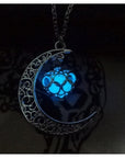 Blue colored Glowing Silver Plated Necklace 