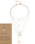 Multi-layer Moon Necklace for Women with wisdom note